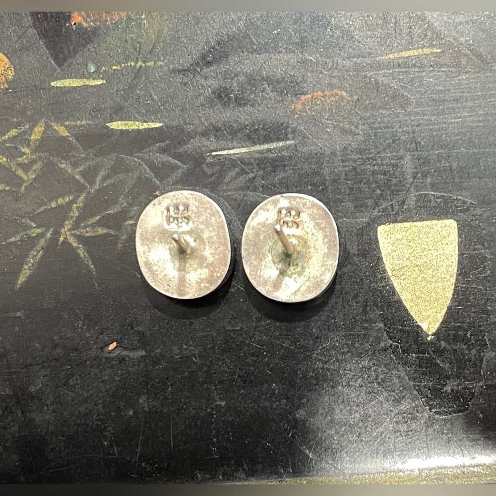 Opal and sterling inlay Zuni Native American Earrings - Picture 2 of 3